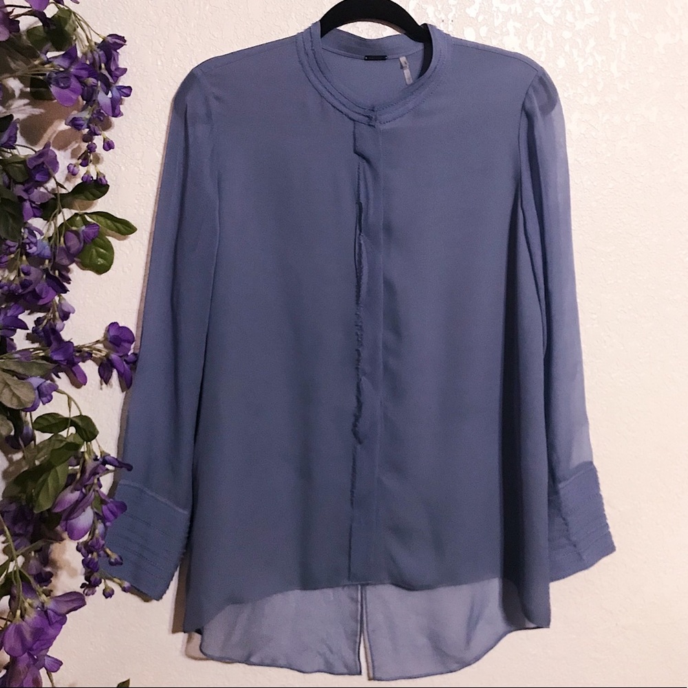 Elie Tahari Silk Chiffon Long Sleeve Blouse SZ S